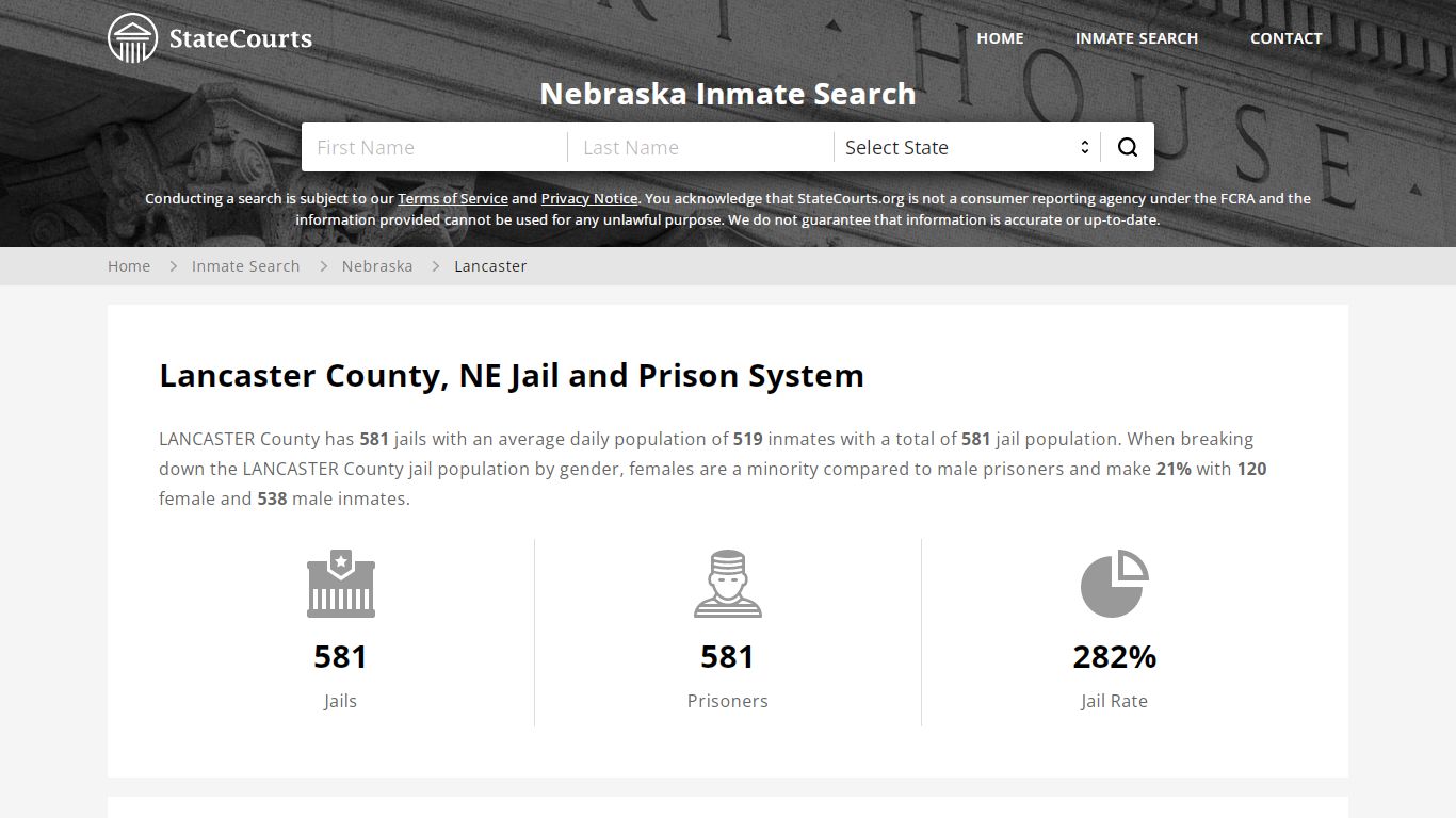 Lancaster County, NE Inmate Search - StateCourts
